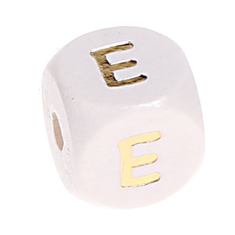 Buchstabenperlen weiss-gold 10mm x 10mm 'E' 1737 auf Lager