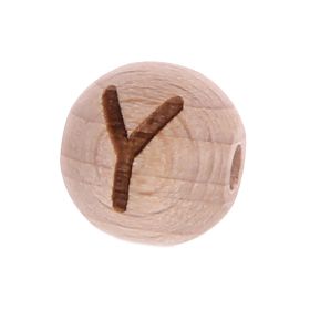 Letter beads 12mm with laser engraving - drilled horizontally 'Y' 115 in stock 