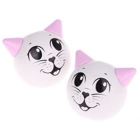 3D cat motif bead 'white-pink' 727 in stock 
