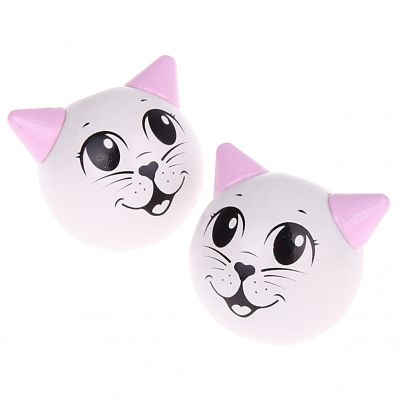 Motivperle 3D Katze 'weiß-rosa' 769 auf Lager