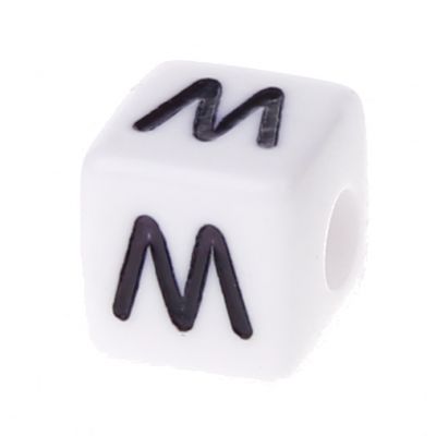 Buchstabenwürfel Kunststoff 10x10mm weiß/schwarz • 10 Stk 'M' 126 auf Lager