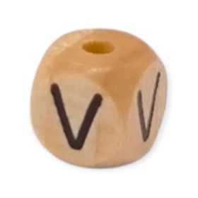 Vertikale Buchstabenwürfel Holz geprägt 10mm Buchstabenperlen 'V' 239 auf Lager