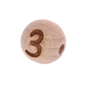 Letter beads 12mm with laser engraving - drilled horizontally '3' 221 in stock 