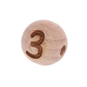 Letter beads 12mm with laser engraving - drilled horizontally '3' 202 in stock 