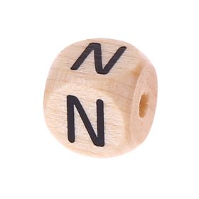Letter beads letter cube wood embossed 10mm 'N' 1046 in stock 