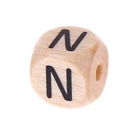 Buchstabenperlen Buchstabenwürfel Holz geprägt 10mm 'N' 421 auf Lager