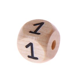 Zahlenperlen Zahlenwürfel Holz 10 mm geprägt '1' 423 auf Lager