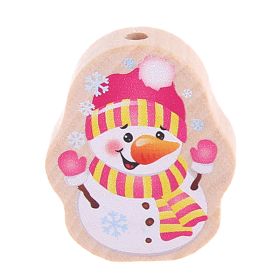 Snowman motif bead natural 'pink' 42 in stock 