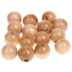 Wooden beads 12mm - 25 pieces 'nature' 258 in stock 