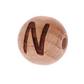 Letter beads 12mm with laser engraving - drilled horizontally 'N' 202 in stock 