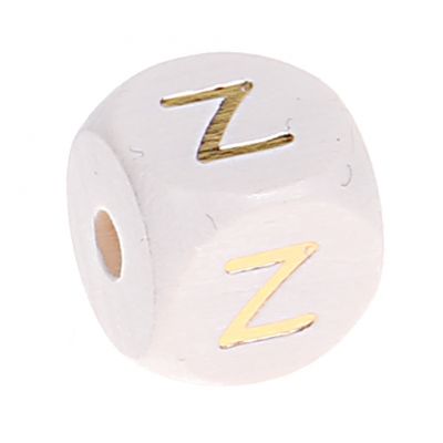 Buchstabenperlen weiss-gold 10mm x 10mm 'Z' 97 auf Lager