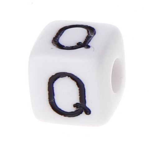 Buchstabenwürfel Kunststoff 10x10mm weiß/schwarz • 10 Stk 'Q' 113 auf Lager