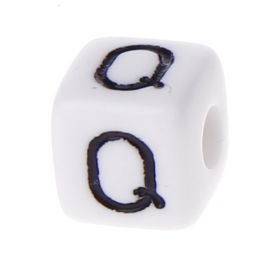 Plastic letter cube 10x10mm white/black - 10 pcs 'Q' 185 in stock 