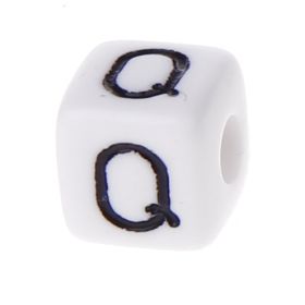 Buchstabenwürfel Kunststoff 10x10mm weiß/schwarz • 10 Stk 'Q' 207 auf Lager