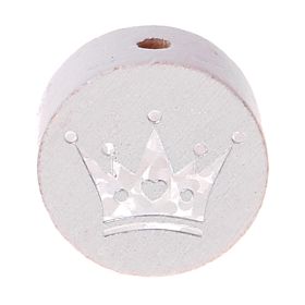 Glitter crown motif bead 'white' 409 in stock 