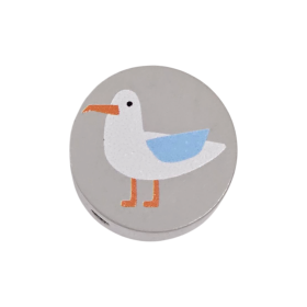 Holzperle "Möwe" Scheibe 'light gray' 58 in stock 