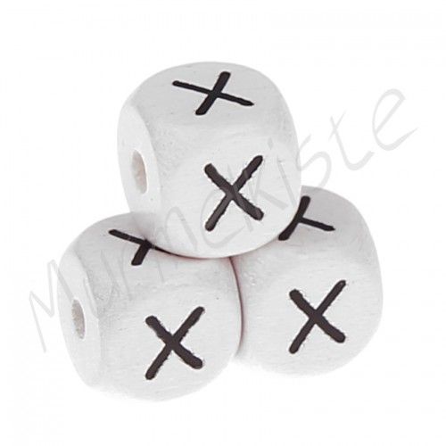 Buchstabenperlen weiß 10x10mm geprägt 'X' 722 auf Lager