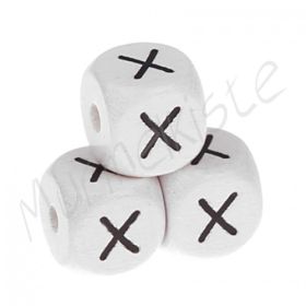 Letter beads white 10x10mm embossed 'X' 599 in stock 