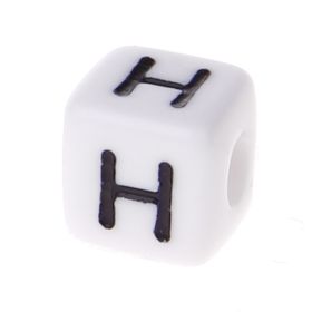 Plastic letter cube 10x10mm white/black - 10 pcs 'H' 230 in stock 