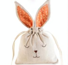 Geschenkbeutel Osterhase "bunte Ohren" 'rot' 12 auf Lager