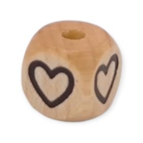 Vertikale Buchstabenwürfel Holz geprägt 10mm Buchstabenperlen '♡' 213 auf Lager