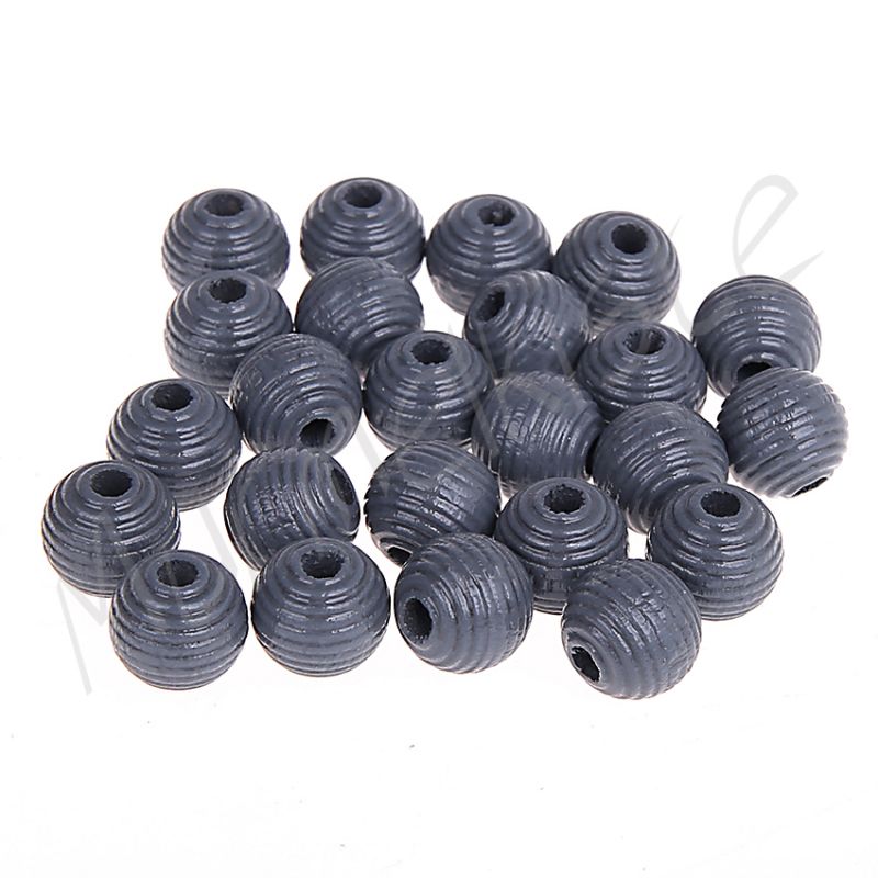 Rillenperlen 10mm • 25 Stück 'grau' 98 auf Lager