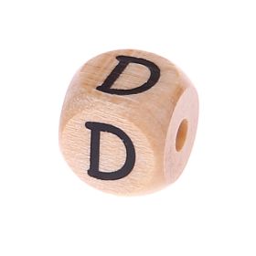 Letter beads letter cube wood embossed 10mm 'D' 966 in stock 