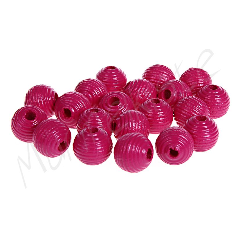 Rillenperlen 10mm • 30 Stück 'dunkelpink' 486 auf Lager