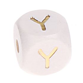 Letter beads white-gold 10mm x 10mm 'Y' 32 in stock 
