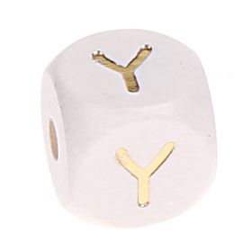 Buchstabenperlen weiss-gold 10mm x 10mm 'Y' 243 auf Lager