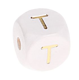Letter beads white-gold 10mm x 10mm 'T' 67 in stock 