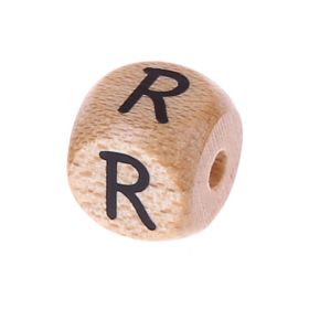Letter beads letter cube wood embossed 10mm 'R' 848 in stock 
