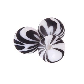 Silikonperle 12mm Muster 'zebra' 0 auf Lager