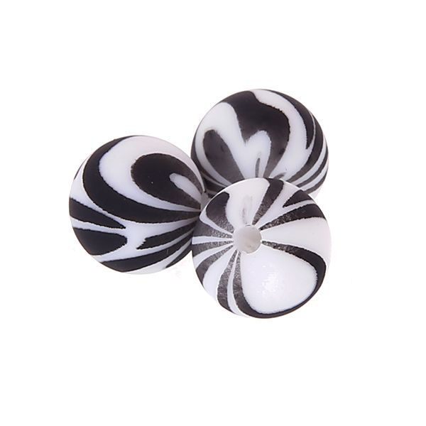 Silikonperle 12mm Muster 'zebra' 205 auf Lager