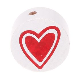 Motif bead disc heart glitter 'white' 23 in stock 