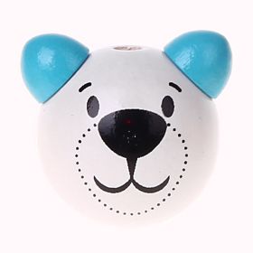 3D bear motif bead 'white-light turquoise' 896 in stock 