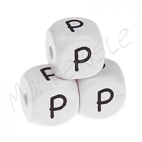 Buchstabenperlen weiß 10x10mm geprägt 'P' 134 auf Lager