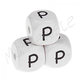 Letter beads white 10x10mm embossed 'P' 155 in stock 