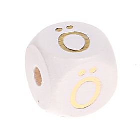 Buchstabenperlen weiss-gold 10mm x 10mm 'Ö' 15 auf Lager