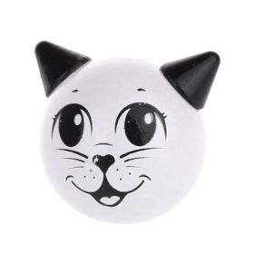 3D cat motif bead 'white-black' 636 in stock 