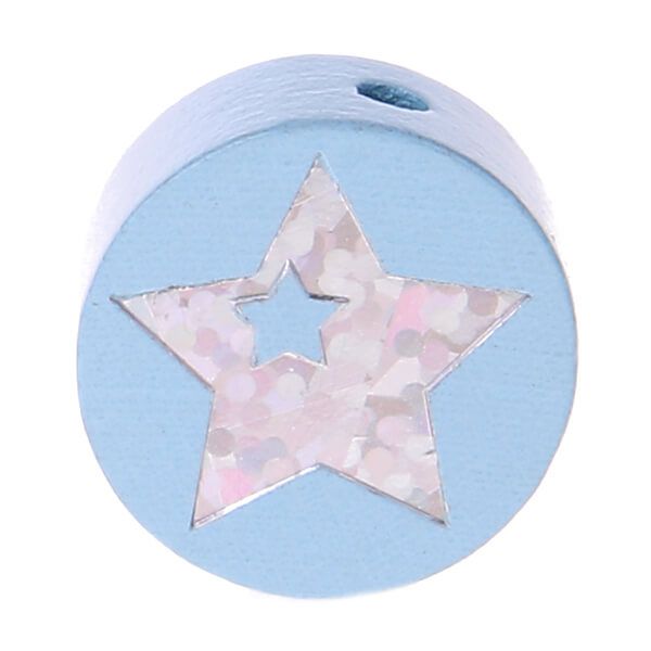 Motivperle Scheibe Glitzerstern 'babyblau' 127 auf Lager