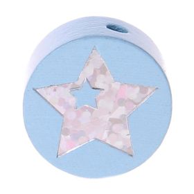 Motivperle Scheibe Glitzerstern 'babyblau' 1137 auf Lager