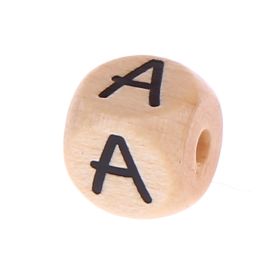 Letter beads letter cube wood embossed 10mm 'A' 656 in stock 