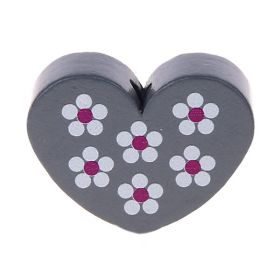 Heart motif bead with flowers 'gray' 0 in stock 