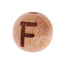 Letter beads 12mm with laser engraving - drilled vertically 'F' 186 in stock 