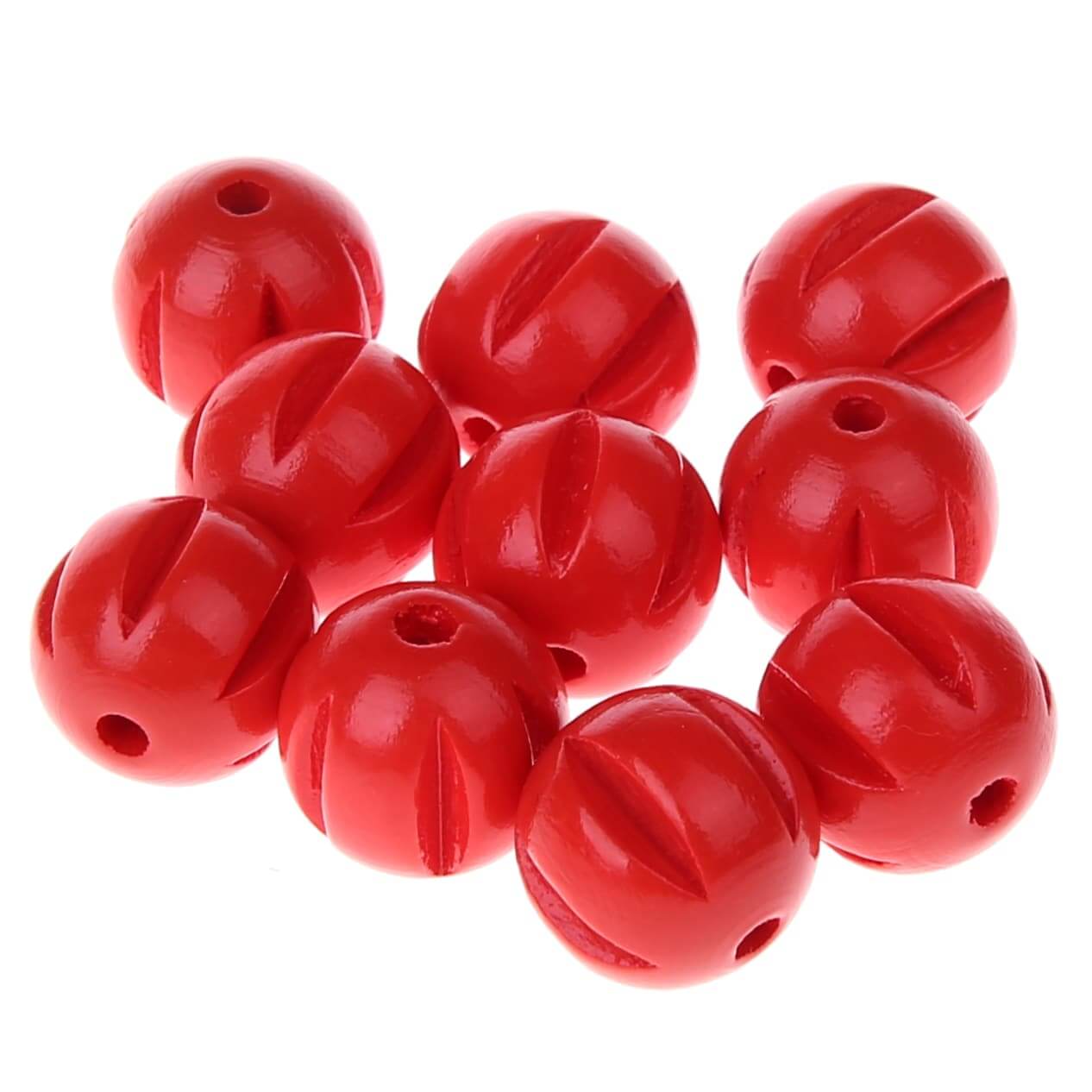 Längsrillenperlen 14mm • 15 Stück 'rot' 102 auf Lager