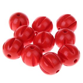 Längsrillenperlen 14mm • 10 Stück 'rot' 92 auf Lager