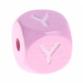 Wooden letters pink 10 mm x 10 mm 'Y' 29 in stock 