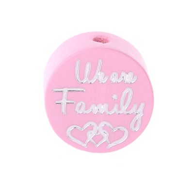 Motivperle Scheibe "We Are Family" 'rosa' 109 auf Lager