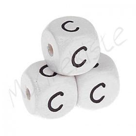 Letter beads white 10x10mm embossed 'C' 285 in stock 
